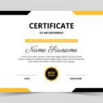 Modern elegant black and yellow certificate template. Appreciation for business and education. Vector illustration